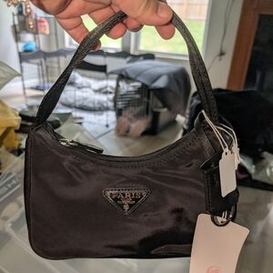 Black Nylon Shoulder Bag with Sleek Design